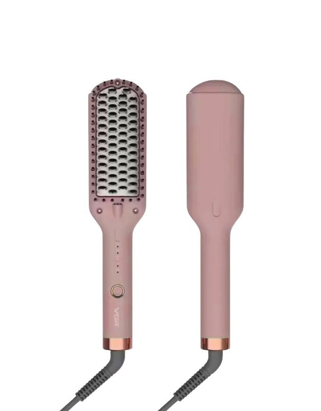 VGR V-592 hair straightening brush comb for women 59W in rose gold, ceramic-coated